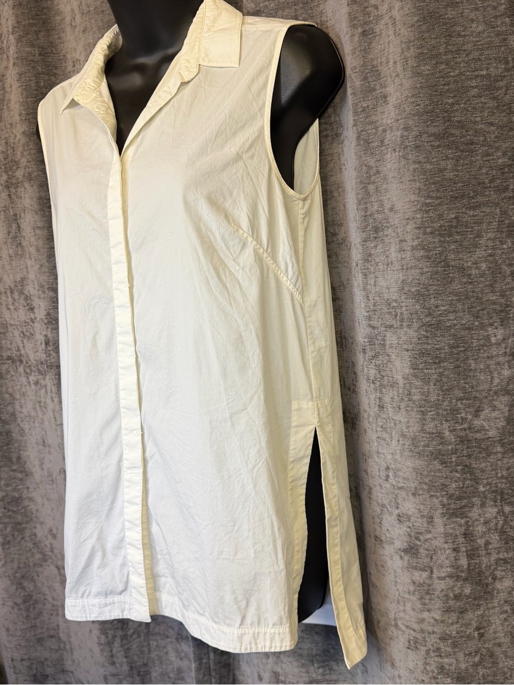 Helmut Lang White Ivory Sleeveless Button Front Tunic Top P/TP